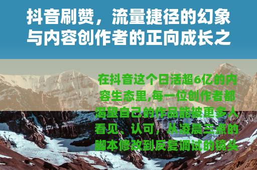 抖音刷赞，流量捷径的幻象与内容创作者的正向成长之路