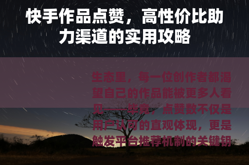 快手作品点赞，高性价比助力渠道的实用攻略