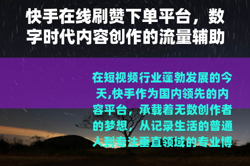 快手在线刷赞下单平台，数字时代内容创作的流量辅助新选择
