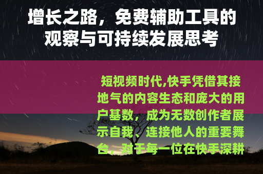 增长之路，免费辅助工具的观察与可持续发展思考