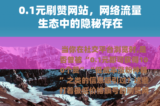 0.1元刷赞网站，网络流量生态中的隐秘存在