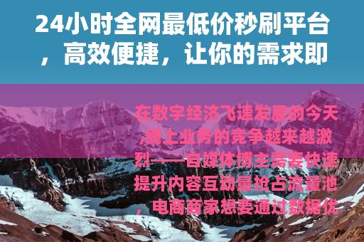24小时全网最低价秒刷平台，高效便捷，让你的需求即刻达成