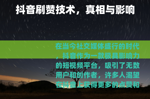 抖音刷赞技术，真相与影响