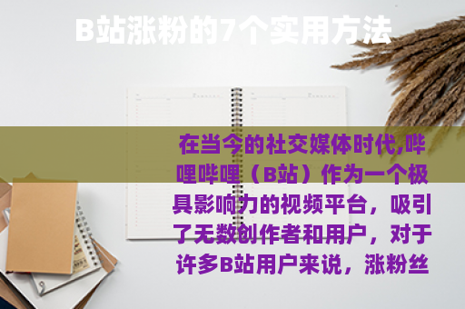 B站涨粉的7个实用方法