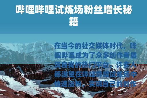 哔哩哔哩试炼场粉丝增长秘籍