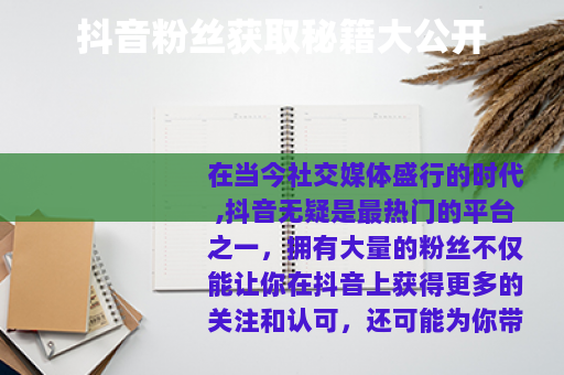 抖音粉丝获取秘籍大公开