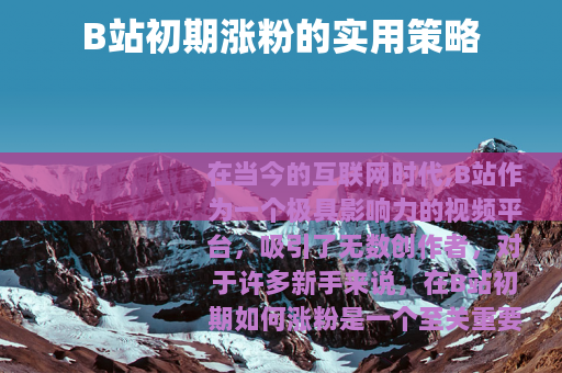 B站初期涨粉的实用策略