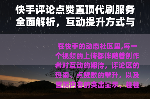 快手评论点赞置顶代刷服务全面解析，互动提升方式与市场现状观察