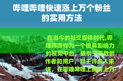 哔哩哔哩快速涨上万个粉丝的实用方法
