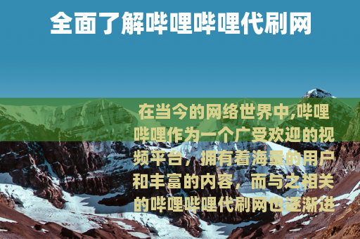 全面了解哔哩哔哩代刷网