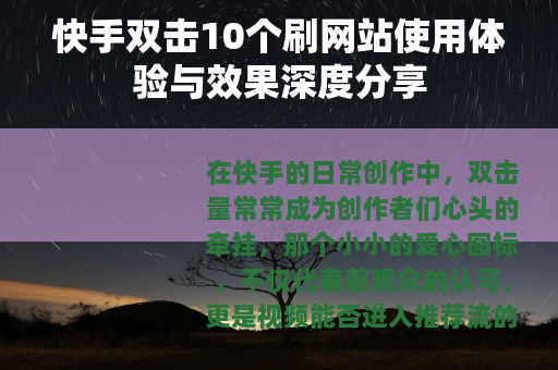 快手双击10个刷网站使用体验与效果深度分享