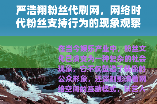 严浩翔粉丝代刷网，网络时代粉丝支持行为的现象观察与社群文化分析