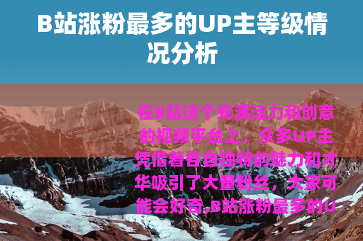B站涨粉最多的UP主等级情况分析