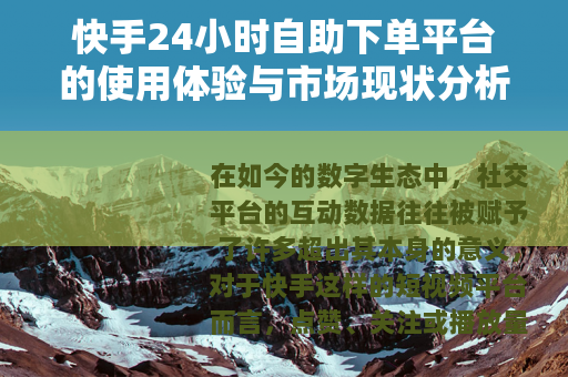快手24小时自助下单平台的使用体验与市场现状分析