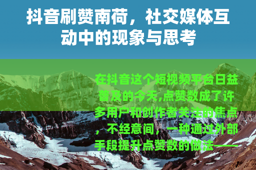 抖音刷赞南荷，社交媒体互动中的现象与思考