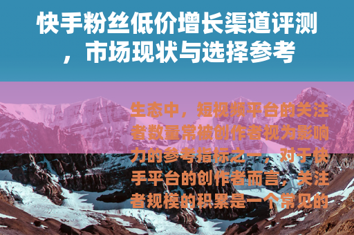 快手粉丝低价增长渠道评测，市场现状与选择参考