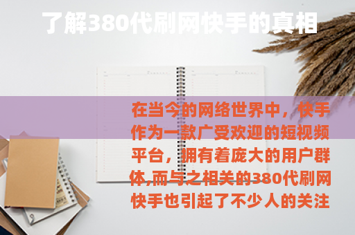 了解380代刷网快手的真相