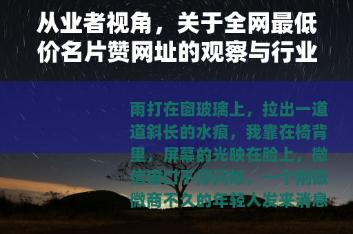 从业者视角，关于全网最低价名片赞网址的观察与行业随想