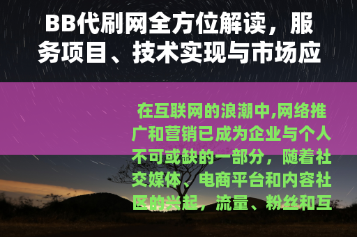 BB代刷网全方位解读，服务项目、技术实现与市场应用深度分析