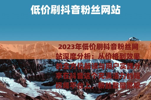 低价刷抖音粉丝网站