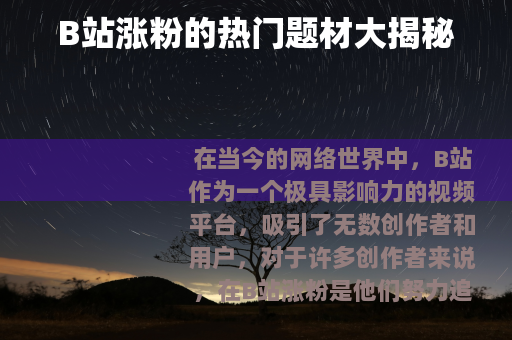 B站涨粉的热门题材大揭秘