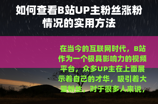 如何查看B站UP主粉丝涨粉情况的实用方法