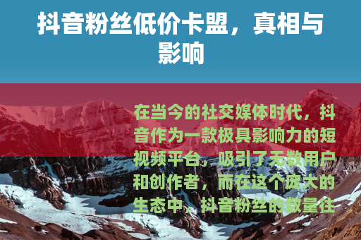 抖音粉丝低价卡盟，真相与影响