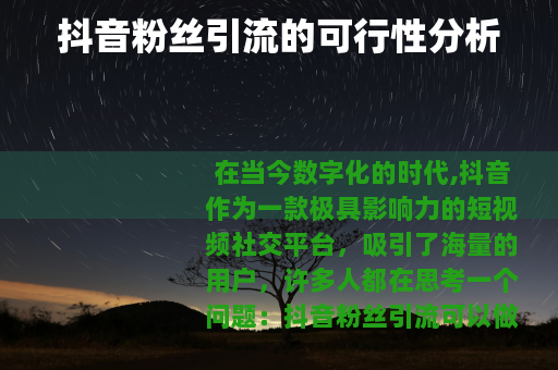 抖音粉丝引流的可行性分析