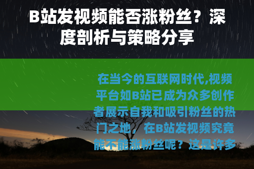B站发视频能否涨粉丝？深度剖析与策略分享