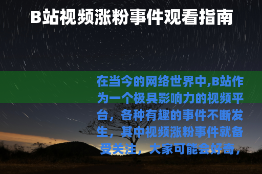 B站视频涨粉事件观看指南