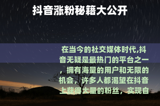 抖音涨粉秘籍大公开