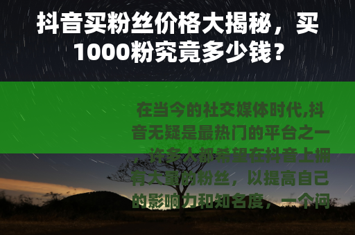 抖音买粉丝价格大揭秘，买1000粉究竟多少钱？