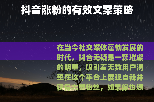 抖音涨粉的有效文案策略