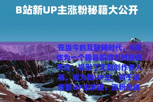 B站新UP主涨粉秘籍大公开