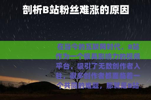 剖析B站粉丝难涨的原因