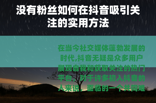 没有粉丝如何在抖音吸引关注的实用方法