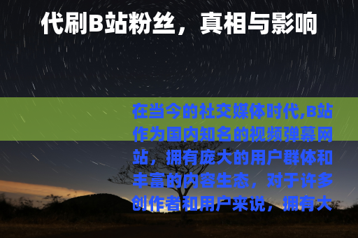 代刷B站粉丝，真相与影响