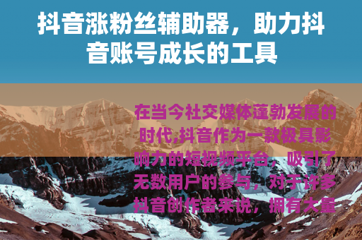 抖音涨粉丝辅助器，助力抖音账号成长的工具