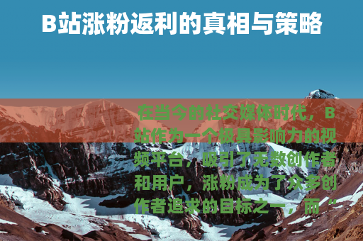 B站涨粉返利的真相与策略