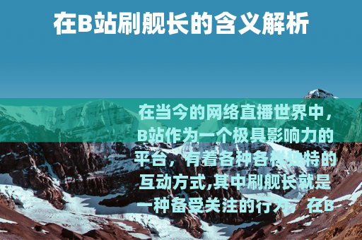 在B站刷舰长的含义解析