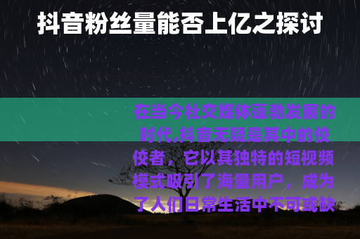 抖音粉丝量能否上亿之探讨