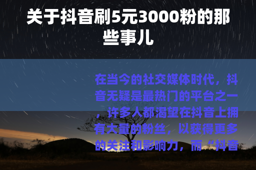 关于抖音刷5元3000粉的那些事儿