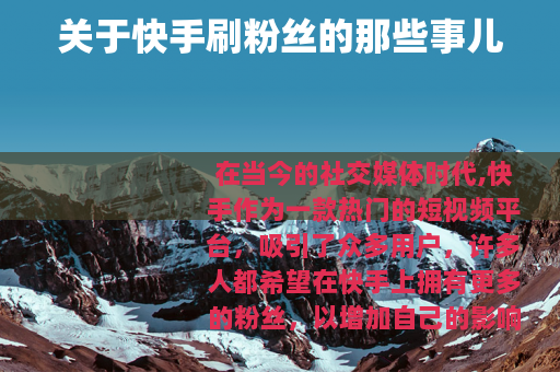 关于快手刷粉丝的那些事儿