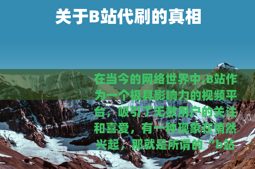 关于B站代刷的真相