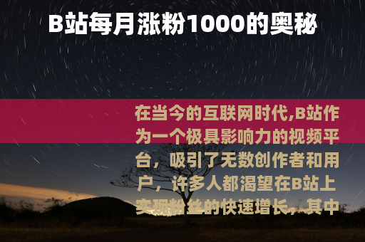 B站每月涨粉1000的奥秘