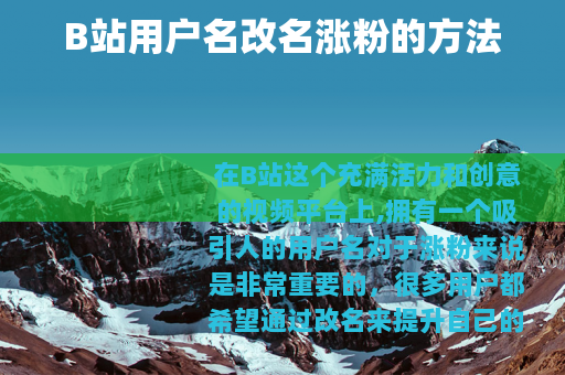 B站用户名改名涨粉的方法