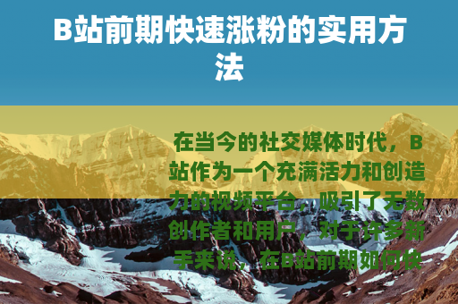 B站前期快速涨粉的实用方法