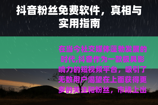 抖音粉丝免费软件，真相与实用指南