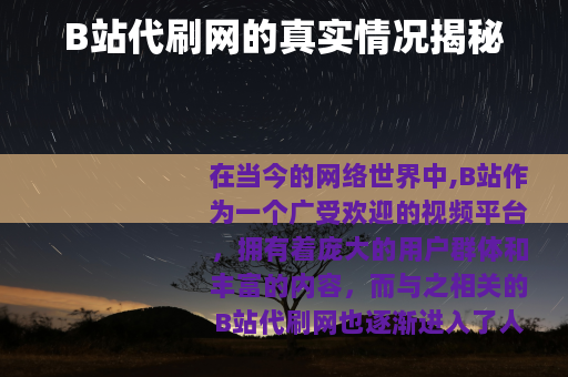 B站代刷网的真实情况揭秘