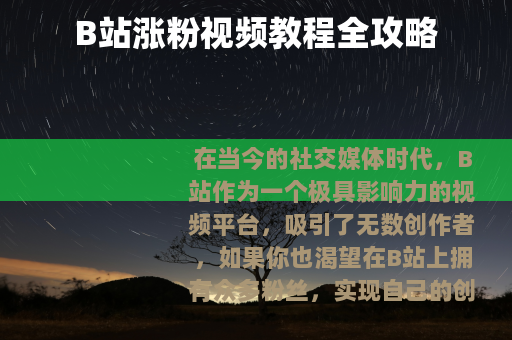 B站涨粉视频教程全攻略